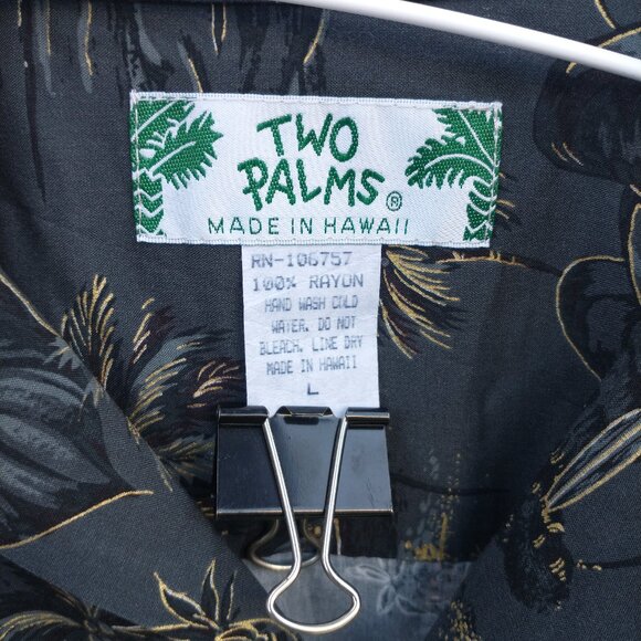 Two Palms Hawaiian Shirt Men's Large Button Up Short Sleeve made in USA - Picture 3 of 7